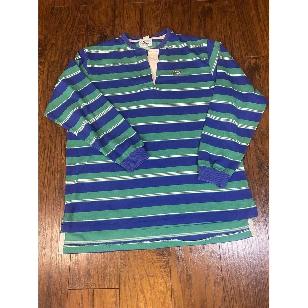 Lacoste vintage‎ striped rugby polo long sleeve shirt